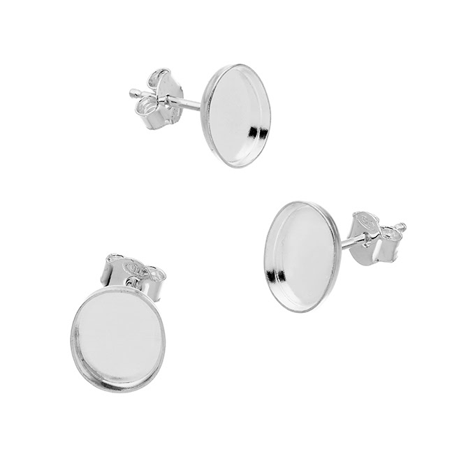 Support boucles d’oreilles tige pour cabochon ovale 7X9mm (10 paires)