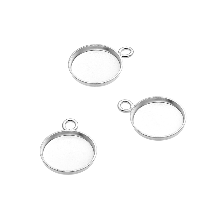 8mm round pendant bezels with 1 ring (approx. 20pcs)