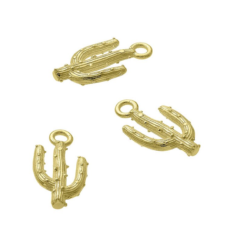 Goldgelb Vergoldet 1µ – Anhänger Kaktus mit Ring (3Stk)