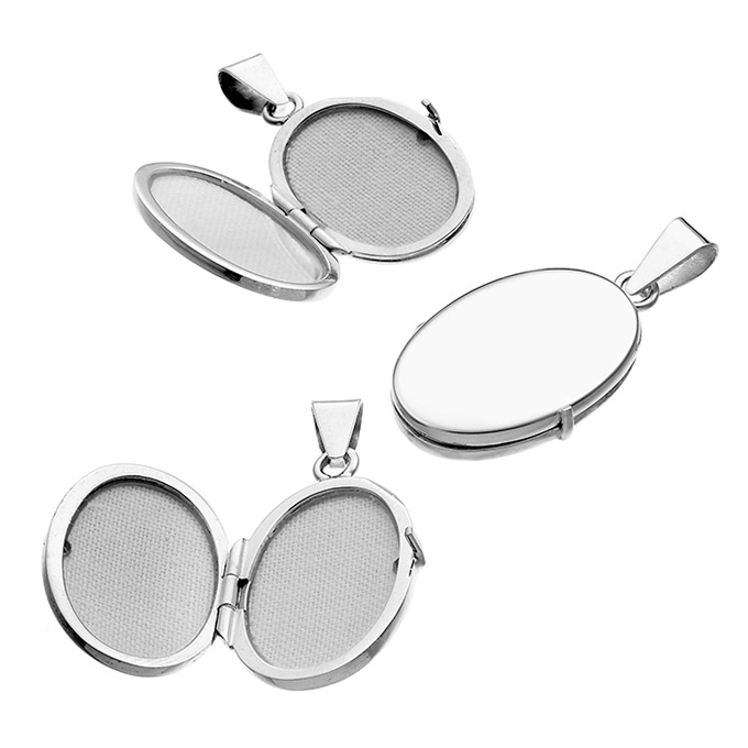 25x15mm oval engraveable photo locket with pendant bail (1pc)