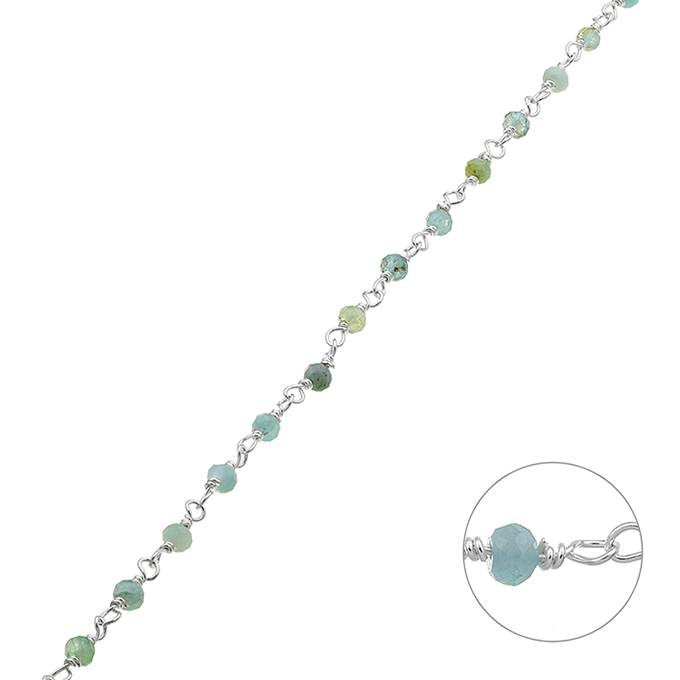 Kette mit Aquamarin Steinen 3,2mm (1m)