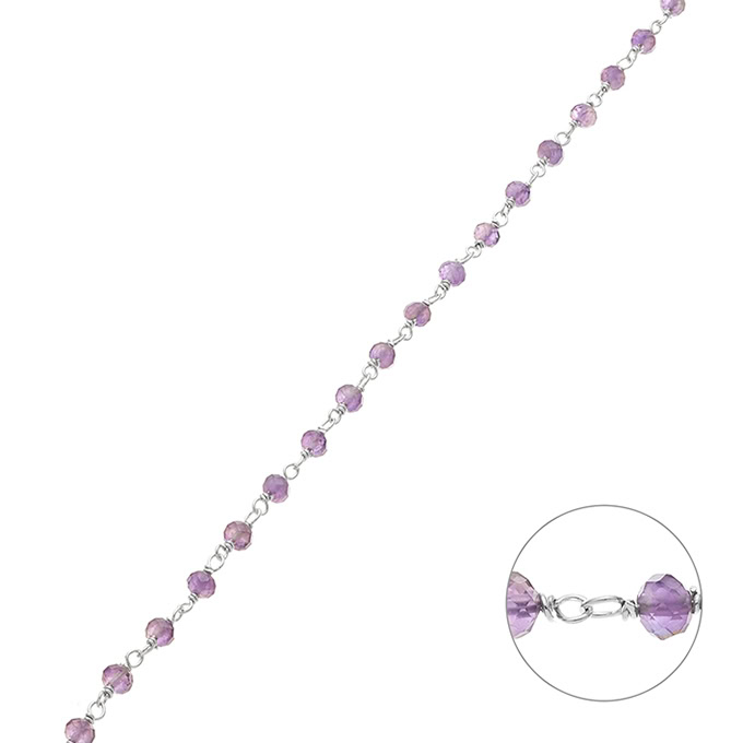 Kette mit Amethyst Steine 3,2mm (1m)