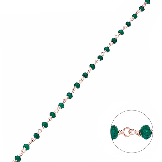 Kette mit grünen Jade Steinen 3,2mm (1m)