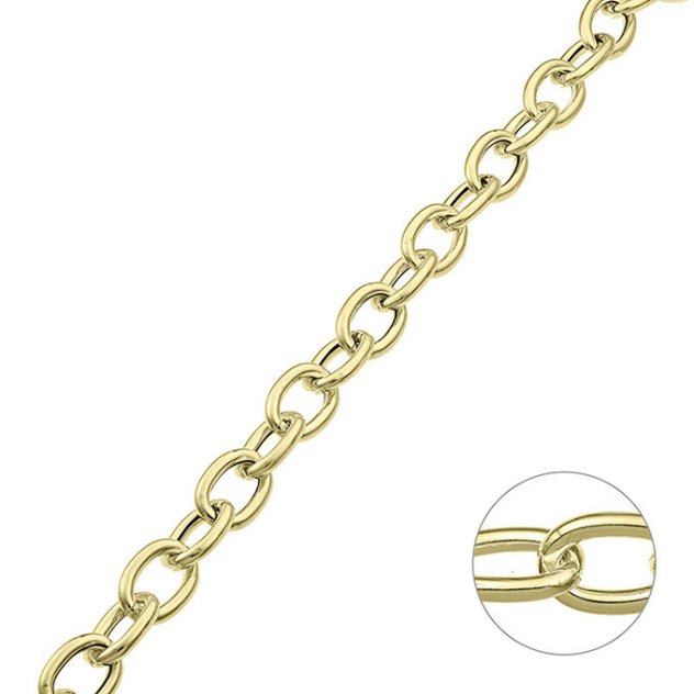 Goldgelb Vergoldet 1µ – Kette Maschen oval hohl 16x11mm Draht 2,6mm (50cm)