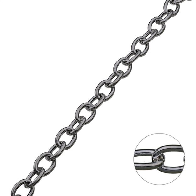 Rodiato Nero – Catena rolò ovale vuota 16x11mm filo 2,6mm (50cm)