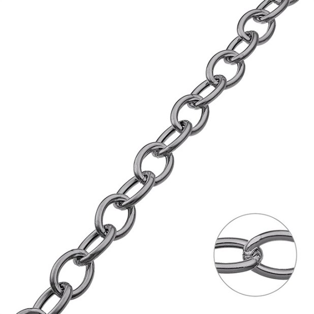 Rodiato Nero – Catena rolò ovale vuota 20x14mm filo 3mm (50cm)