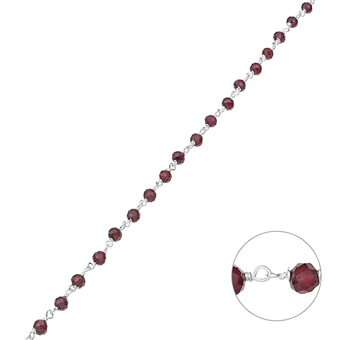 Kette mit Rhodolit Steinen 3,2mm (1m)