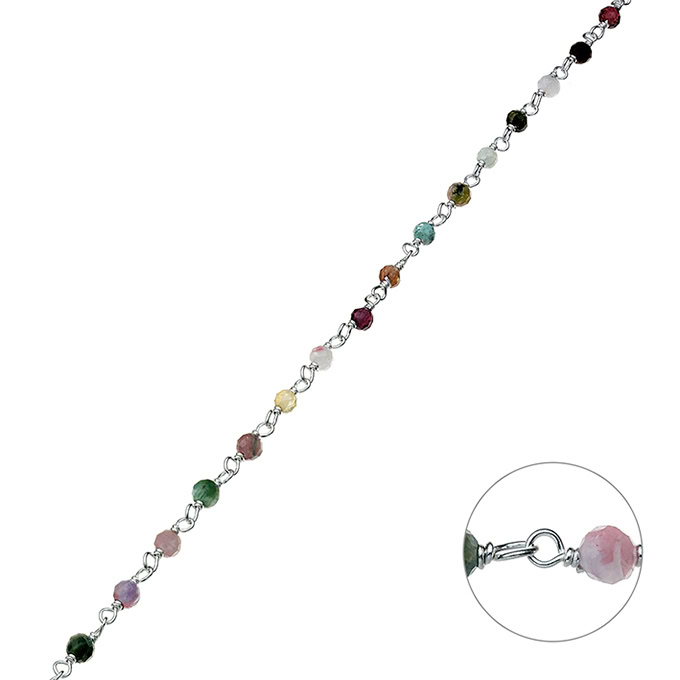 3,2mm tourmaline fine gemstone chain (1m)