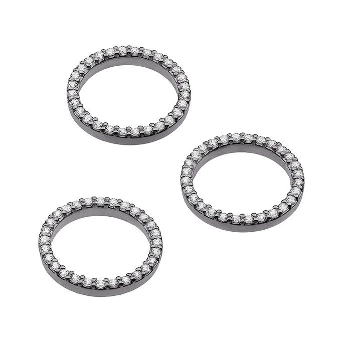 Black Rhodium – 12mm pavé cubic zirconia circle pendants (1pc)