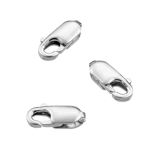 Weiss Rhodiniert – SILVERFILLED – Lobster Karabinerverschluss rechteckig 10mm (10Stk)