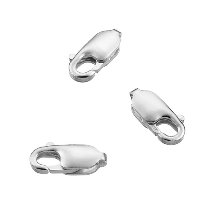 Weiss Rhodiniert – SILVERFILLED – Lobster Karabinerverschluss rechteckig 12mm (10Stk)