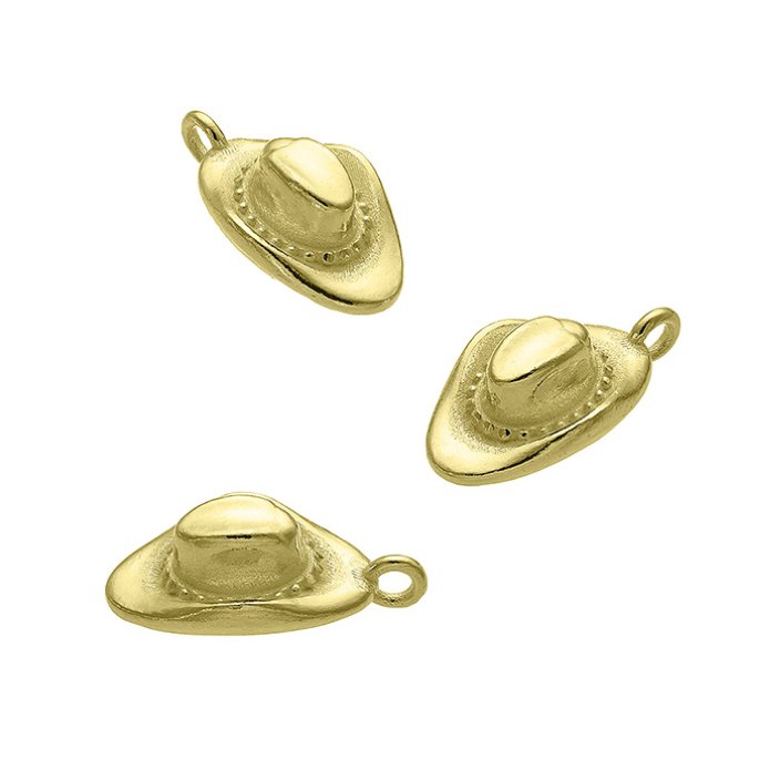 Yellow Gold 3µ – Cowboy hat charm with ring (2pcs)