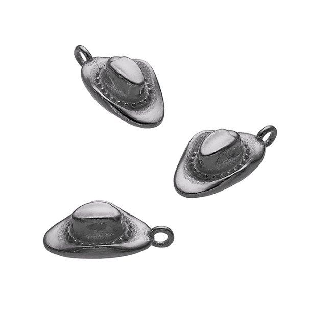 Rodiato Nero – Ciondolo cappello a cowboy con anellino (2pz)
