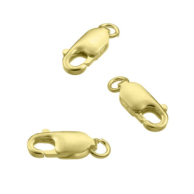 GOLDFILLED – Lobster Karabinerverschluss rechteckig 13,6mm mit offenem Ring (10Stk)