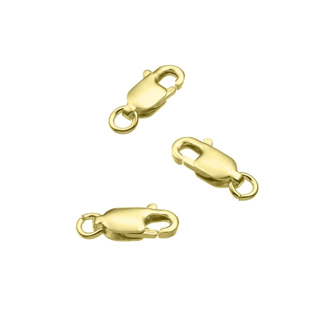 GOLDFILLED – Lobster Karabinerverschluss rechteckig 8,4mm mit offenem Ring (20Stk)