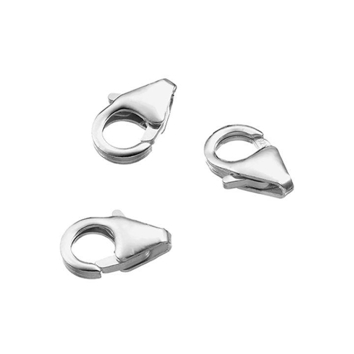 Weiss Rhodiniert – SILVERFILLED – Karabiner 10mm mit Ring (10Stk)