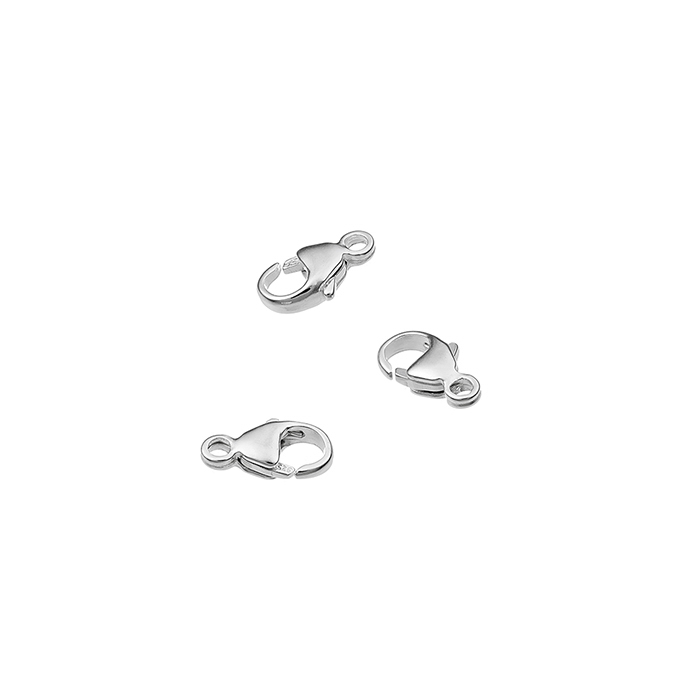 Weiss Rhodiniert – Karabiner 7mm mit Ring (ca 50Stk)