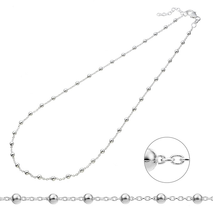 3mm bead ready-to-wear necklace 40+3cm extender (1pc)