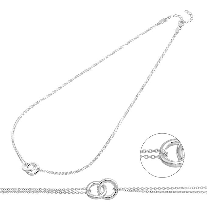 Collana catena forzatina con 2 anelli intrecciati (1pz)