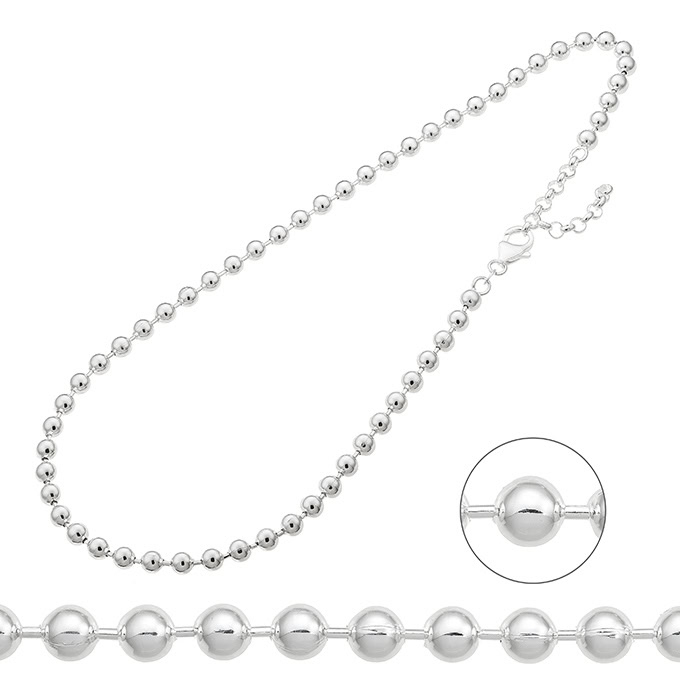 5mm beads necklace 40+5cm extender (1pc)