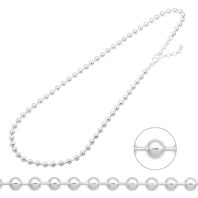 5mm beads necklace 45+5cm extender (1pc)