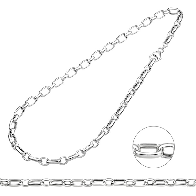 45cm empty rectangulaire alternated link necklace 6,5mm (1pc)