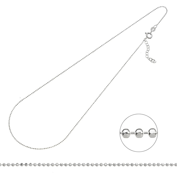 Catenina palline 1mm 50+5cm estensione (1pz)