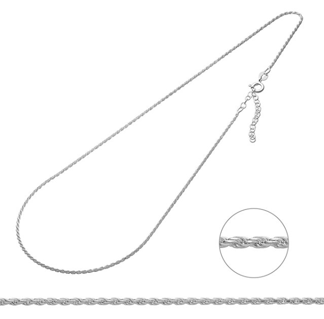 1,4mm rope chain necklace 40+50cm extenstion (1pc)