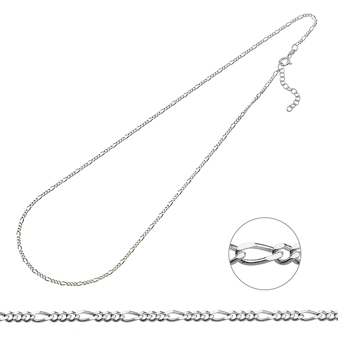 Collier figaro 1,7mm 42+3cm extension (1pc)