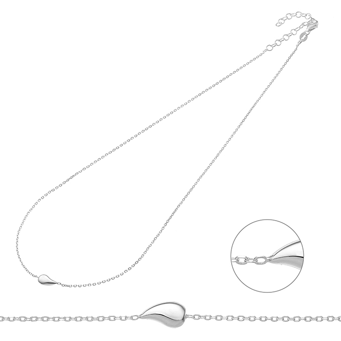 Collier avec goutte d’eau 10mm 40+5cm extension (1pc)