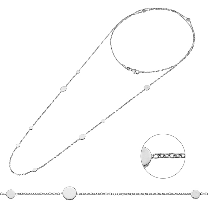 Halskette Ankerkette 83cm mit runden Plättchen (1Stk)