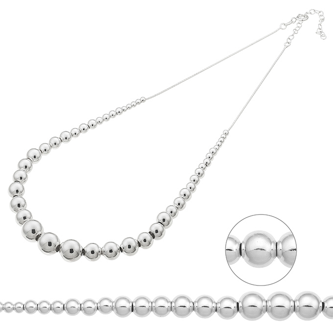 Necklace different dimension beads 39+5cm extender (1pc)