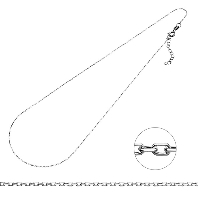 Collier forçat facettée 1mm 40+3cm extension (1pc)