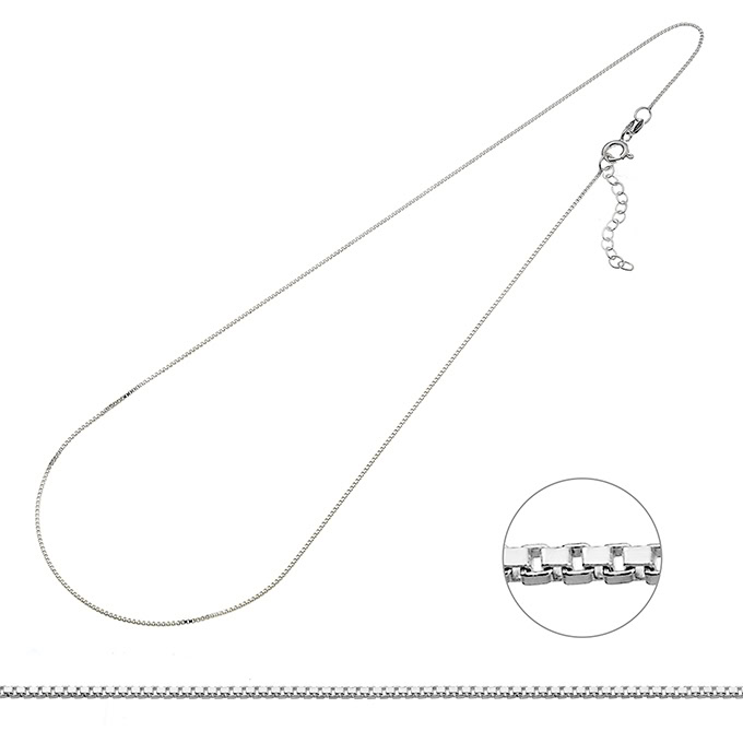 0,8mm box ready-to-wear necklace 40+3cm extender (1pc)