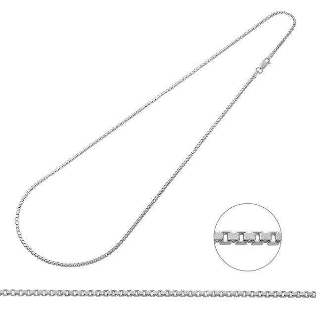 Weiss Rhodiniert – Kette Venezianer 1,8mm 50cm (1Stk)
