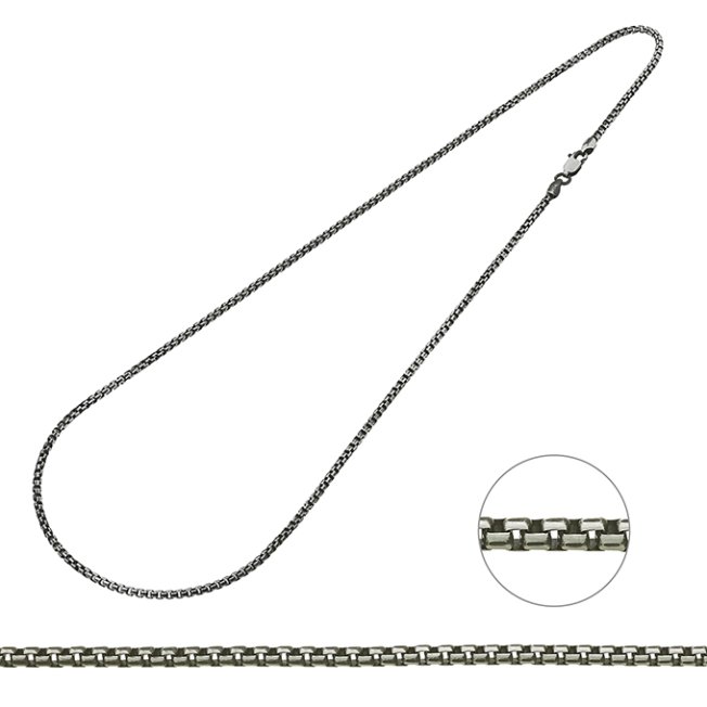 Collier chaîne vénitienne 2,6mm 50cm en argent vielli (1pc)