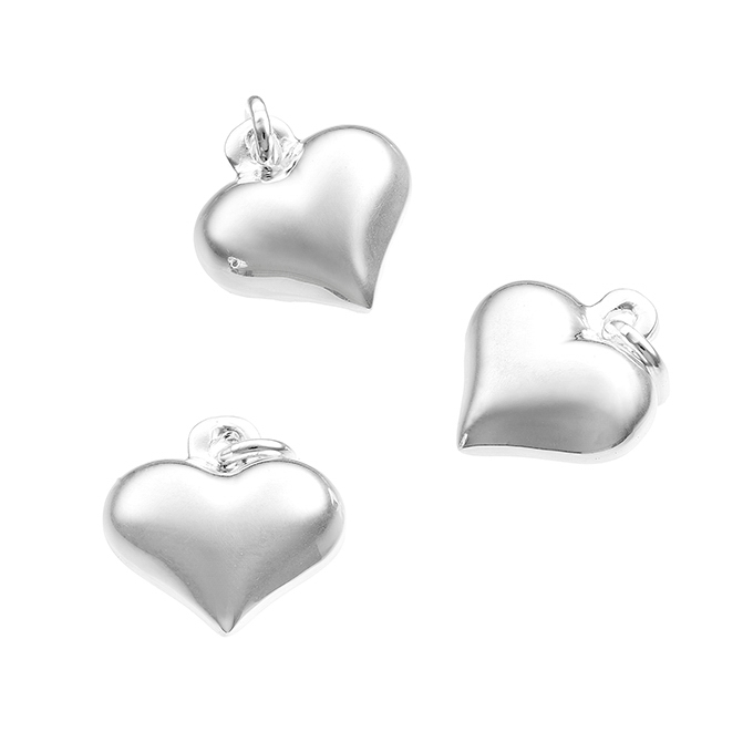 Pendentif coeur bombé 13mm avec anneau (1pc)