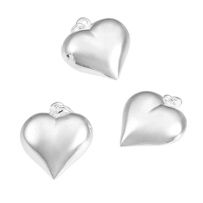 21mm domed heart pendant with ring (1pc)