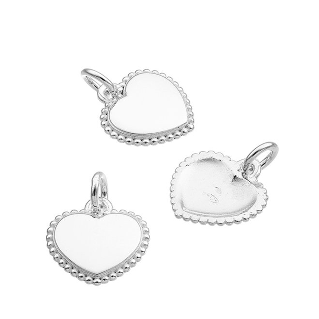 Anhänger Herz gravierbar 12mm, Rand geperlt, innen leer (1Stk)