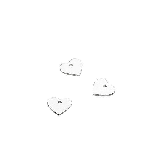 5mm heart pendants trou 0,9mm hand polished (10pcs)