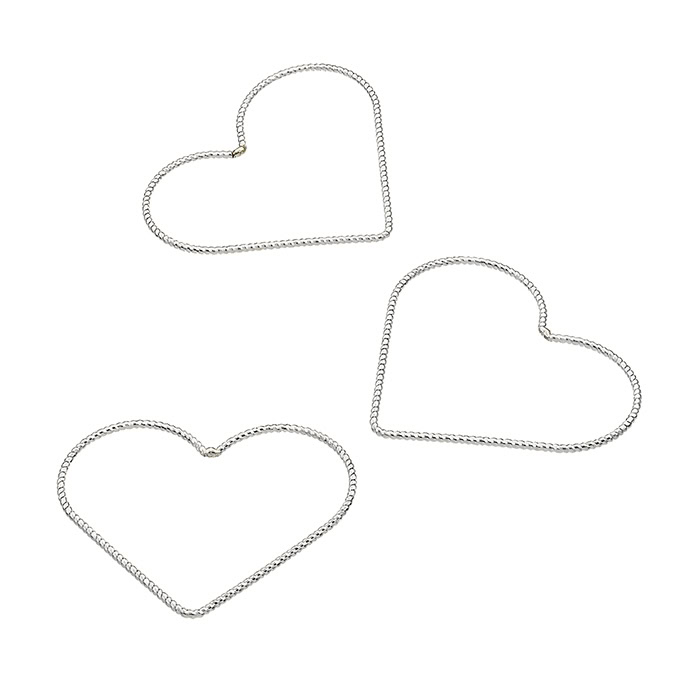 31x27mm heart pendants 0,9mm beaded wire (5pcs)