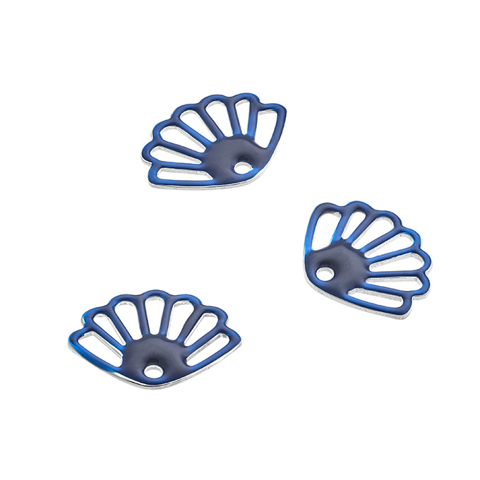 9x12mm blue enamel shell openwork charms hole 1mm (3pcs)