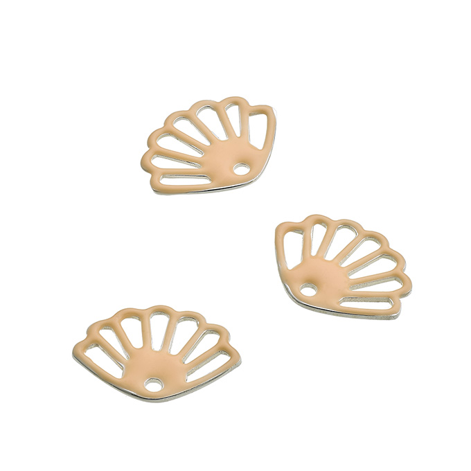 9x12mm peach enamel shell openwork charms hole 1mm (3pcs)