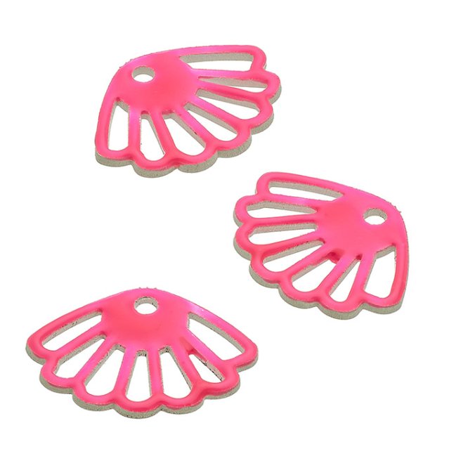 Anhänger Muschel hohl 9x12mm emailliert neonpink Loch 1mm (3Stk)