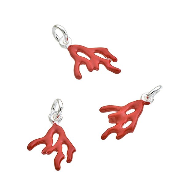 Pendentifs corail 12mm résine rouge avec anneau (3pcs)