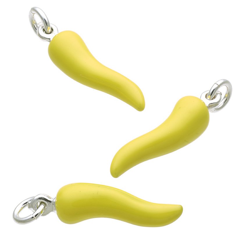 Anhänger Chilischote 20mm emailliert gelb (3Stk)