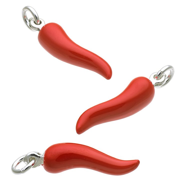 Anhänger Chilischote 20mm emailliert rot (3Stk)