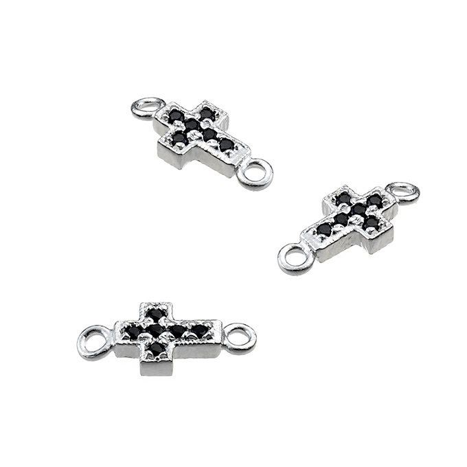 Crosses 6X8mm with black zirconium 2 rings (5pcs)