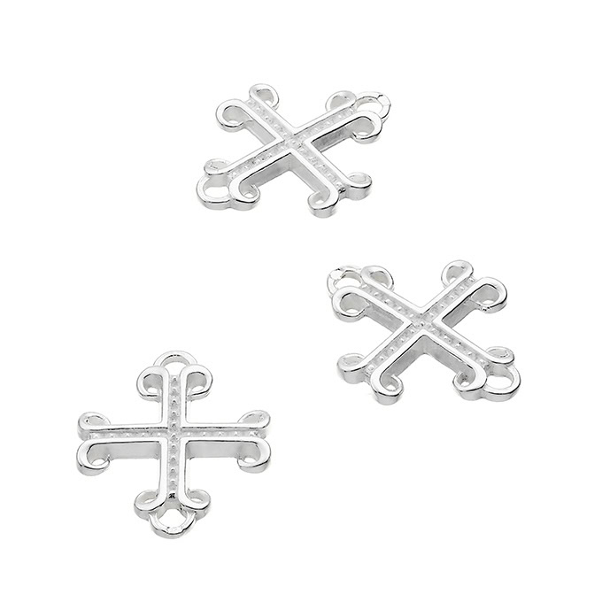 19x15mm Gothic Cross with beads 2 holes (2pcs)