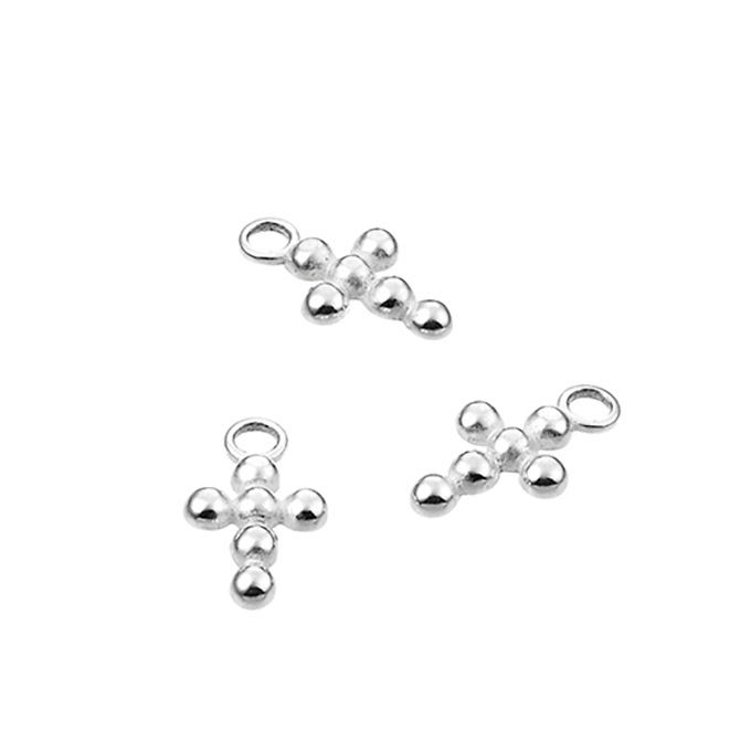 Croix 7×5,5mm demi-perles 2mm avec anneau (10pcs)